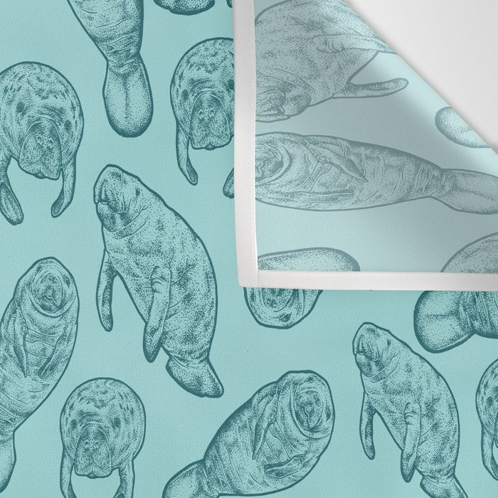Manatees - Teal Wall Tapestry Gallery Image 3