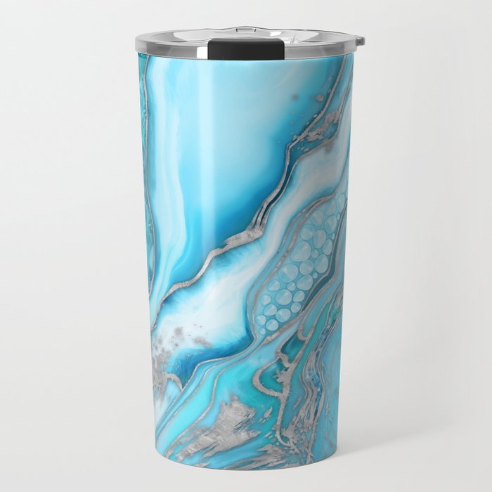 Liquid Marble -Blue quartz and gemstones Travel Mug Gallery Image 1