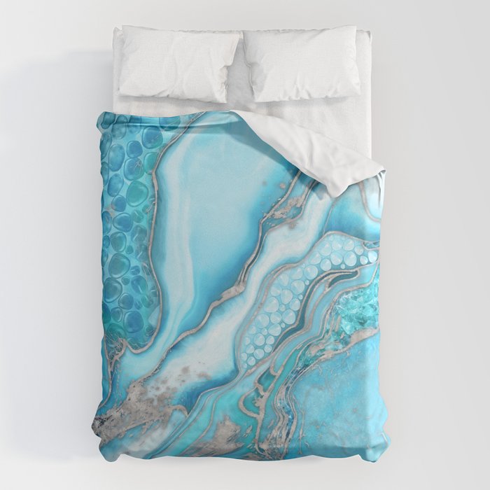 Liquid Marble -Blue quartz and gemstones Duvet Cover Gallery Image 6
