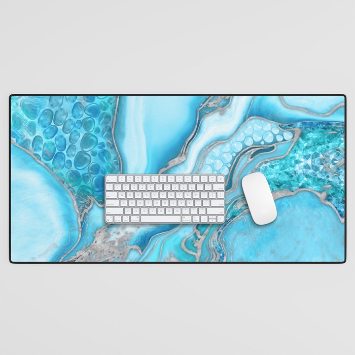 Liquid Marble -Blue quartz and gemstones Desk Mat Gallery Image 1