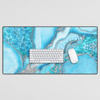 Liquid Marble -Blue quartz and gemstones Desk Mat Gallery Image 1