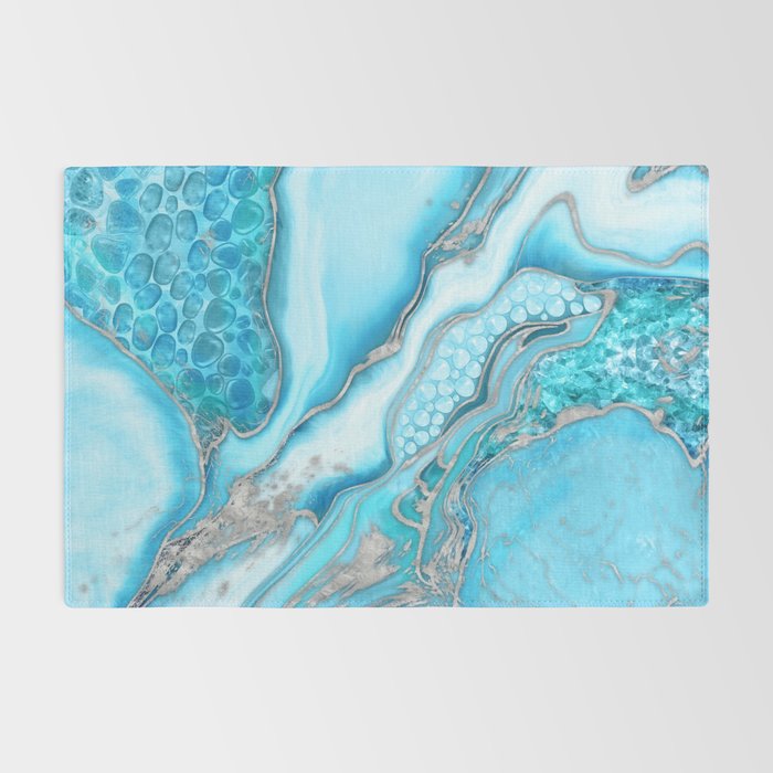 Liquid Marble -Blue quartz and gemstones Rug Gallery Image 2