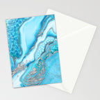 Liquid Marble -Blue quartz and gemstones Stationery Card Gallery Image 2