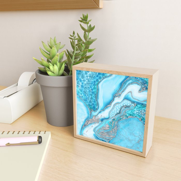 Liquid Marble -Blue quartz and gemstones Mini Art Print Gallery Image 2