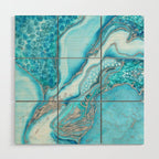 Liquid Marble -Blue quartz and gemstones Wood Wall Art Gallery Image 1