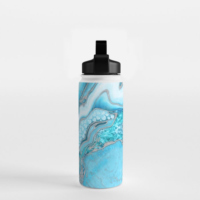 Liquid Marble -Blue quartz and gemstones Water Bottle Gallery Image 2