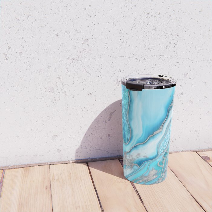 Liquid Marble -Blue quartz and gemstones Travel Mug Gallery Image 4