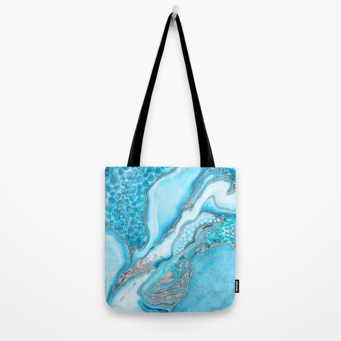 Liquid Marble -Blue quartz and gemstones Tote Bag Gallery Image 2