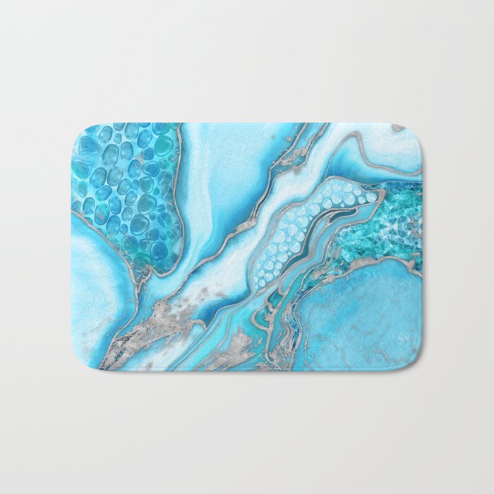Liquid Marble -Blue quartz and gemstones Bath Mat Gallery Image 1