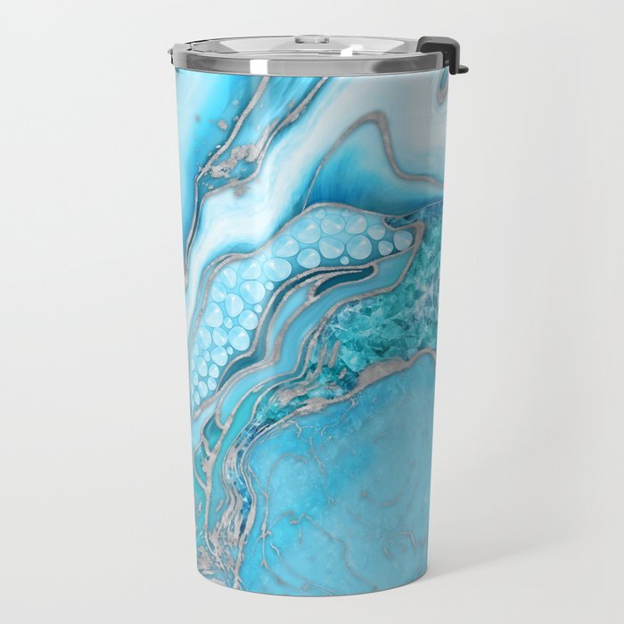 Liquid Marble -Blue quartz and gemstones Travel Mug Gallery Image 2