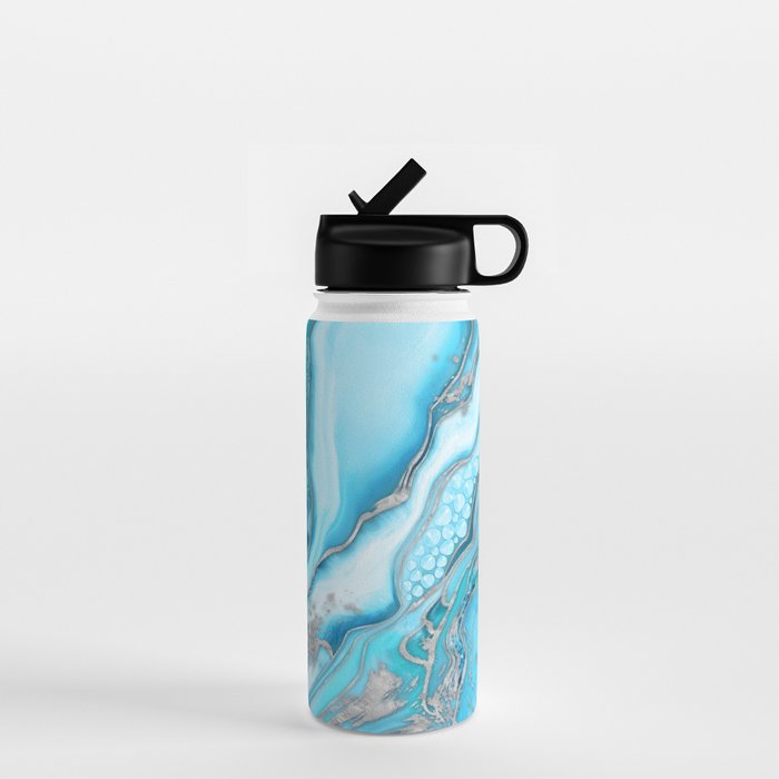 Liquid Marble -Blue quartz and gemstones Water Bottle Gallery Image 1