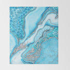 Liquid Marble -Blue quartz and gemstones Throw Blanket Gallery Image 2