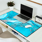 Liquid Marble -Blue quartz and gemstones Desk Mat Gallery Image 2