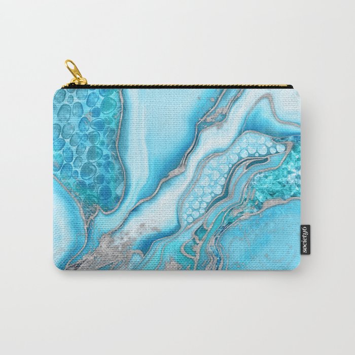 Liquid Marble -Blue quartz and gemstones Carry All Pouch Gallery Image 1
