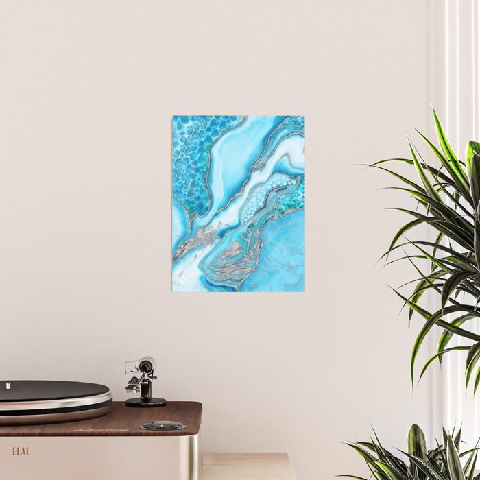 Liquid Marble -Blue quartz and gemstones Poster Gallery Image 2
