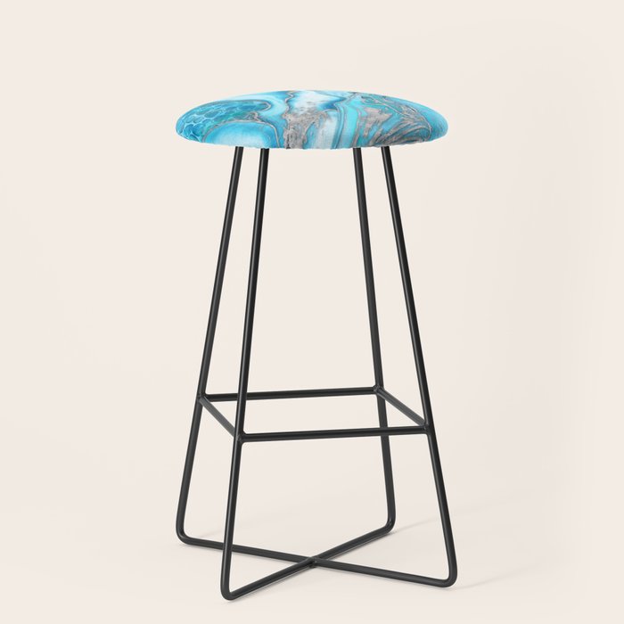 Liquid Marble -Blue quartz and gemstones Stool Gallery Image 1
