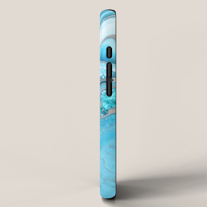 Liquid Marble -Blue quartz and gemstones iPhone Case Gallery Image 2
