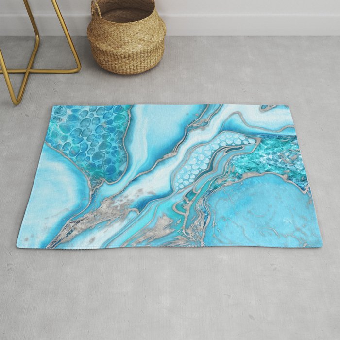 Liquid Marble -Blue quartz and gemstones Rug Gallery Image 1