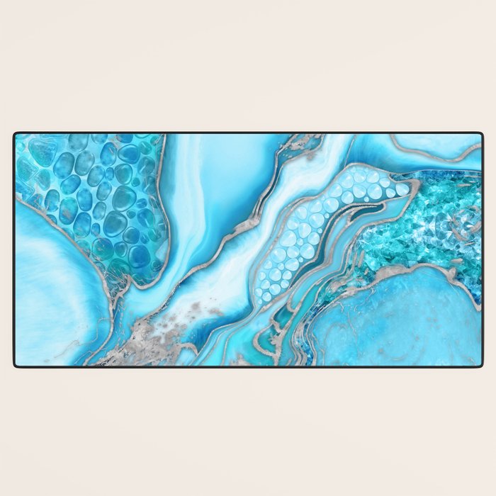 Liquid Marble -Blue quartz and gemstones Desk Mat Gallery Image 3