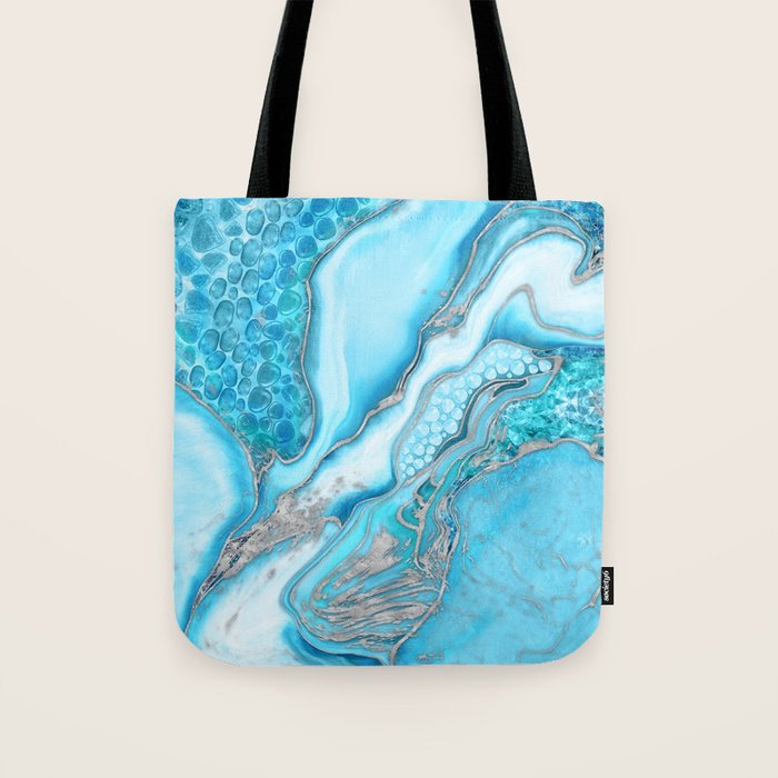 Liquid Marble -Blue quartz and gemstones Tote Bag Gallery Image 1