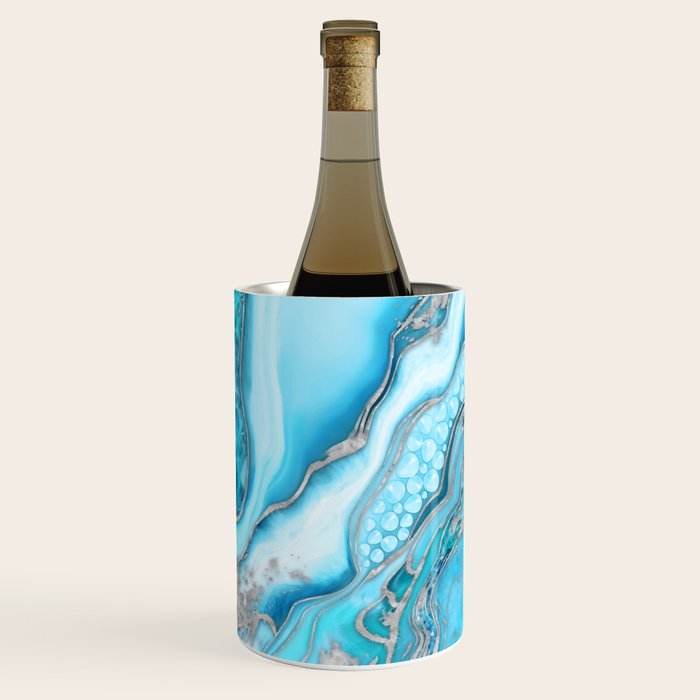 Liquid Marble -Blue quartz and gemstones Wine Chiller Gallery Image 1