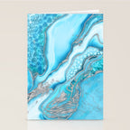 Liquid Marble -Blue quartz and gemstones Stationery Card Gallery Image 2