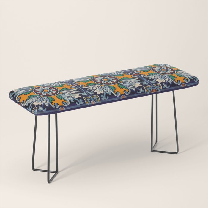 Mandala mexican talavera tile ceramic mosaic Bench Gallery Image 1