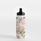 Vintage & Shabby Chic - Antique Pink Peony Flowers Garden Water Bottle Gallery Image 2