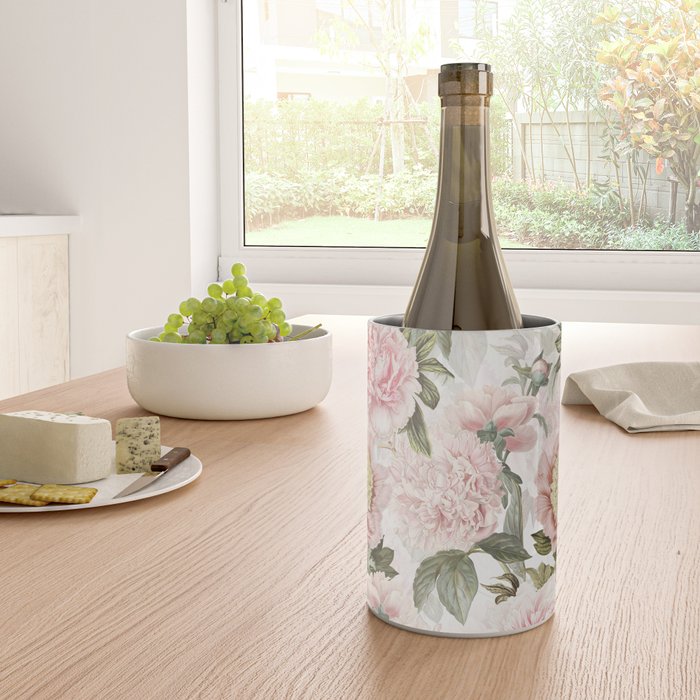 Vintage & Shabby Chic - Antique Pink Peony Flowers Garden Wine Chiller Gallery Image 4