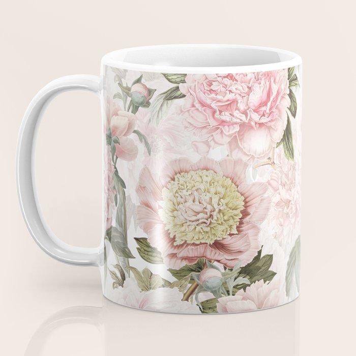 Vintage & Shabby Chic - Antique Pink Peony Flowers Garden Coffee Mug Gallery Image 3