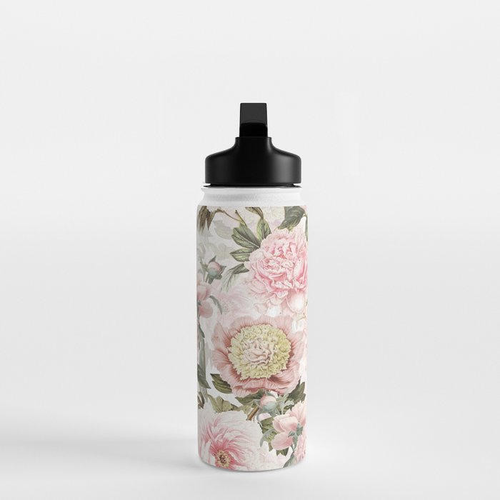 Vintage & Shabby Chic - Antique Pink Peony Flowers Garden Water Bottle Gallery Image 3