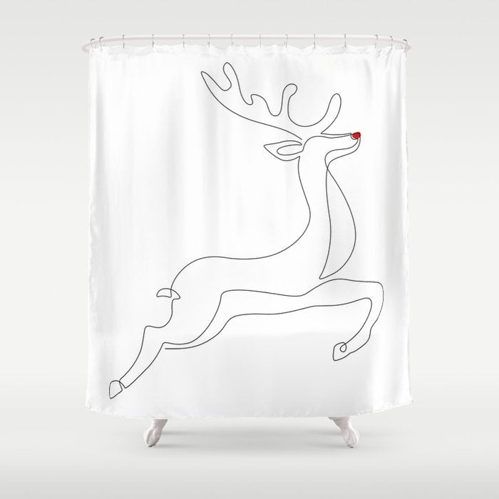 Red Nose Reindeer Shower Curtain Gallery Image 1