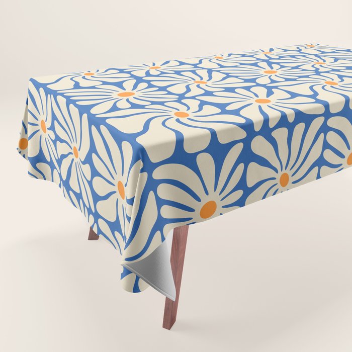 Vintage daisy flower art pattern Tablecloth Gallery Image 1
