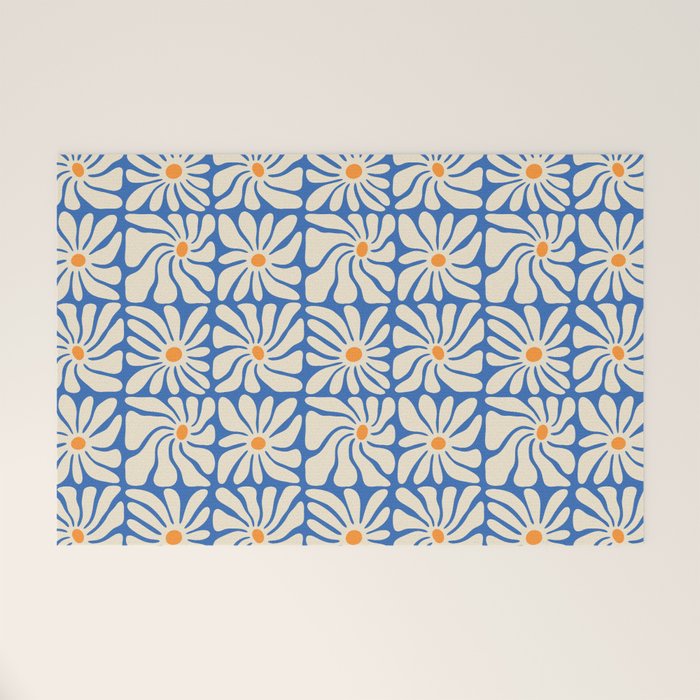 Vintage daisy flower art pattern Welcome Mat Gallery Image 1
