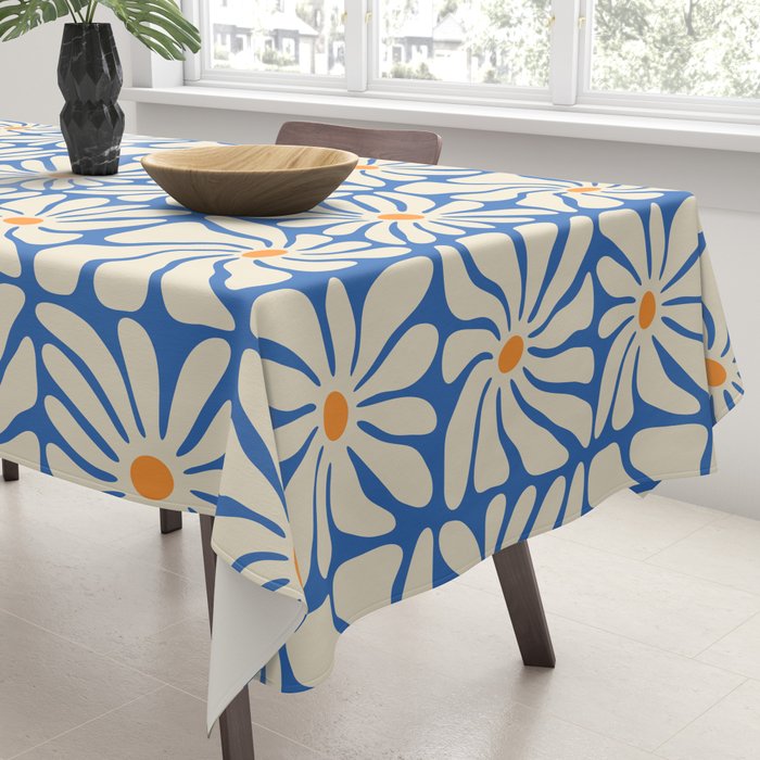 Vintage daisy flower art pattern Tablecloth Gallery Image 3