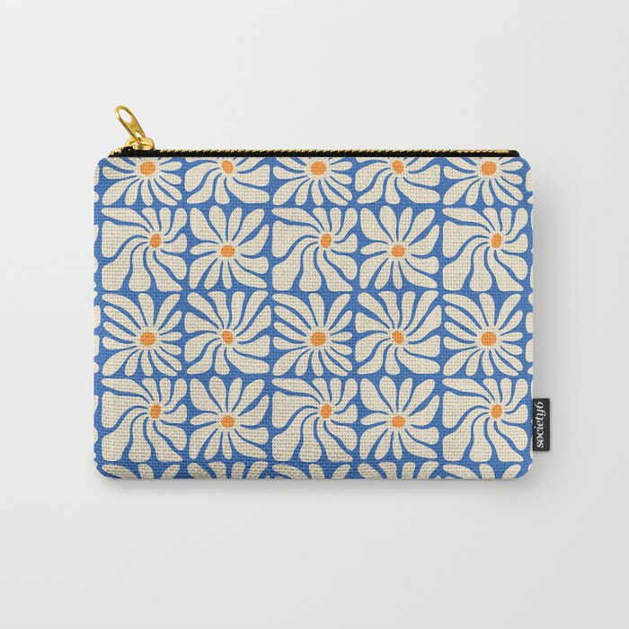 Vintage daisy flower art pattern Carry All Pouch Gallery Image 1
