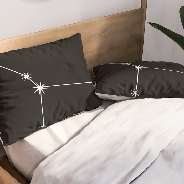 Cancer Zodiac Star Constellation Line Art Black Pillow Sham Gallery Image 2