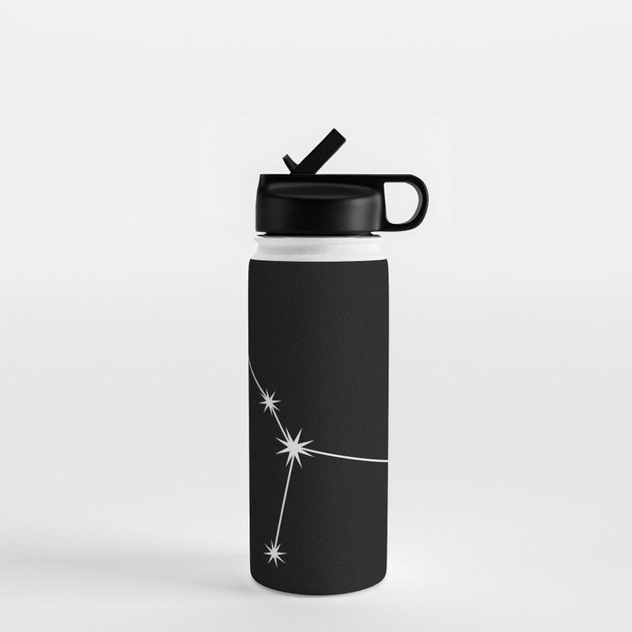Cancer Zodiac Star Constellation Line Art Black Water Bottle Gallery Image 1
