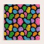 Colorful smiling happy face cartoon pattern Wood Wall Art Gallery Image 1
