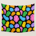 Colorful smiling happy face cartoon pattern Wall Tapestry Gallery Image 4