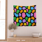 Colorful smiling happy face cartoon pattern Wall Tapestry Gallery Image 2