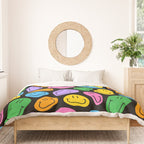 Colorful smiling happy face cartoon pattern Duvet Cover Gallery Image 3