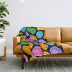 Colorful smiling happy face cartoon pattern Throw Blanket Gallery Image 1