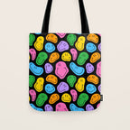 Colorful smiling happy face cartoon pattern Tote Bag Gallery Image 1