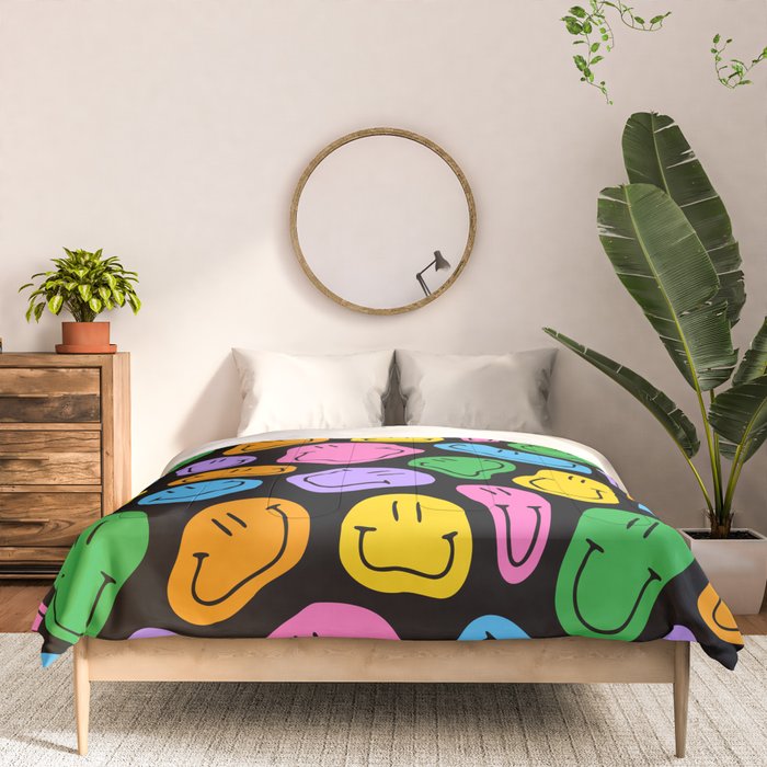 Colorful smiling happy face cartoon pattern Comforter Gallery Image 3