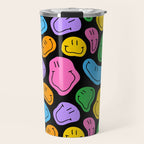 Colorful smiling happy face cartoon pattern Travel Mug Gallery Image 1