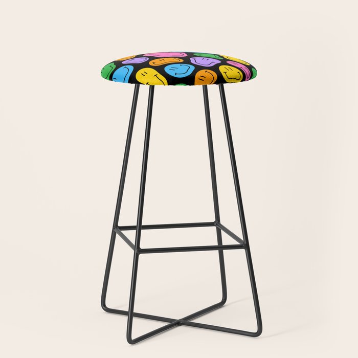 Colorful smiling happy face cartoon pattern Stool Gallery Image 1