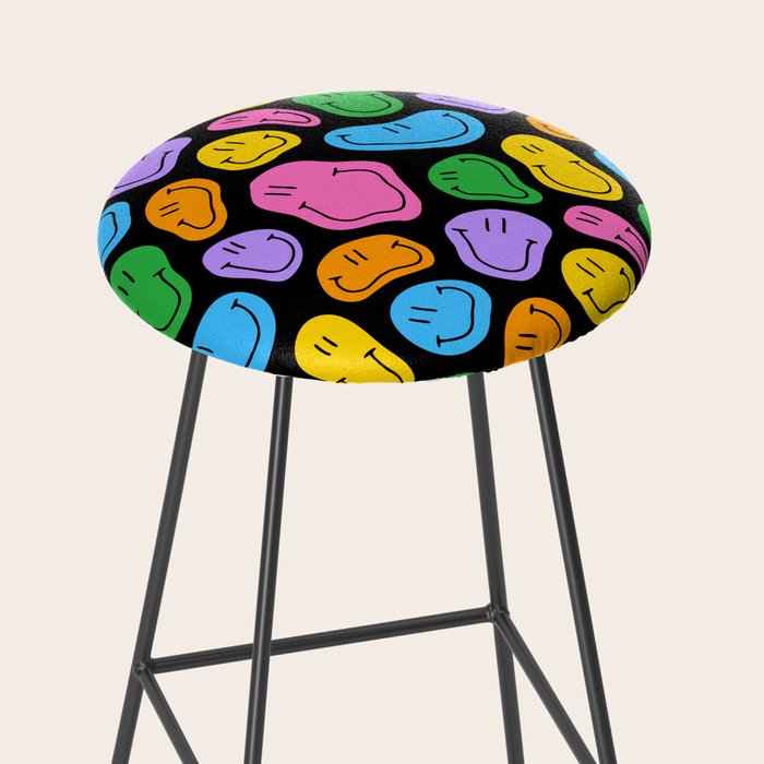 Colorful smiling happy face cartoon pattern Stool Gallery Image 2