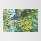 Wild Jungle Painting, Forest Dark Botanical Nature, Plants Tropical Eclectic Modern Illustration Rug Gallery Image 2