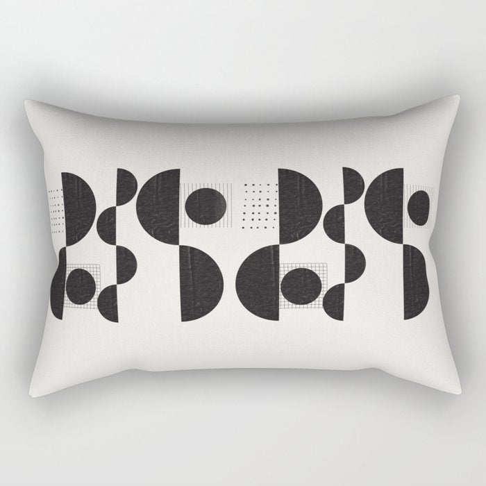Black And White Bauhaus Abstract Rectangular Pillow Gallery Image 1